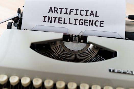 Machine à écrire qui tape le mot artificial intelligence