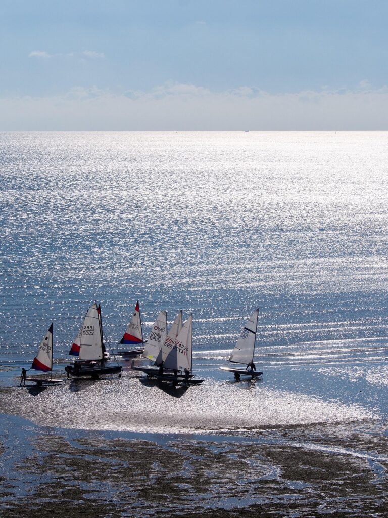 Regroupement de personnes sur des Windsurf sur l’eau lors d’une compétition